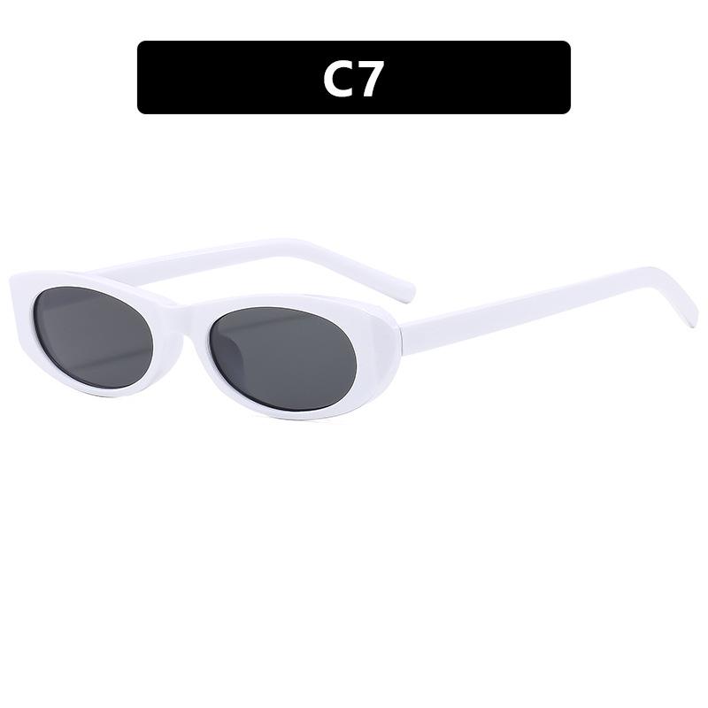 Narrow Oval Frame Women's UV Protection Fashion Sunglasses 2024 - European & American Style, Perfect for the Beach.