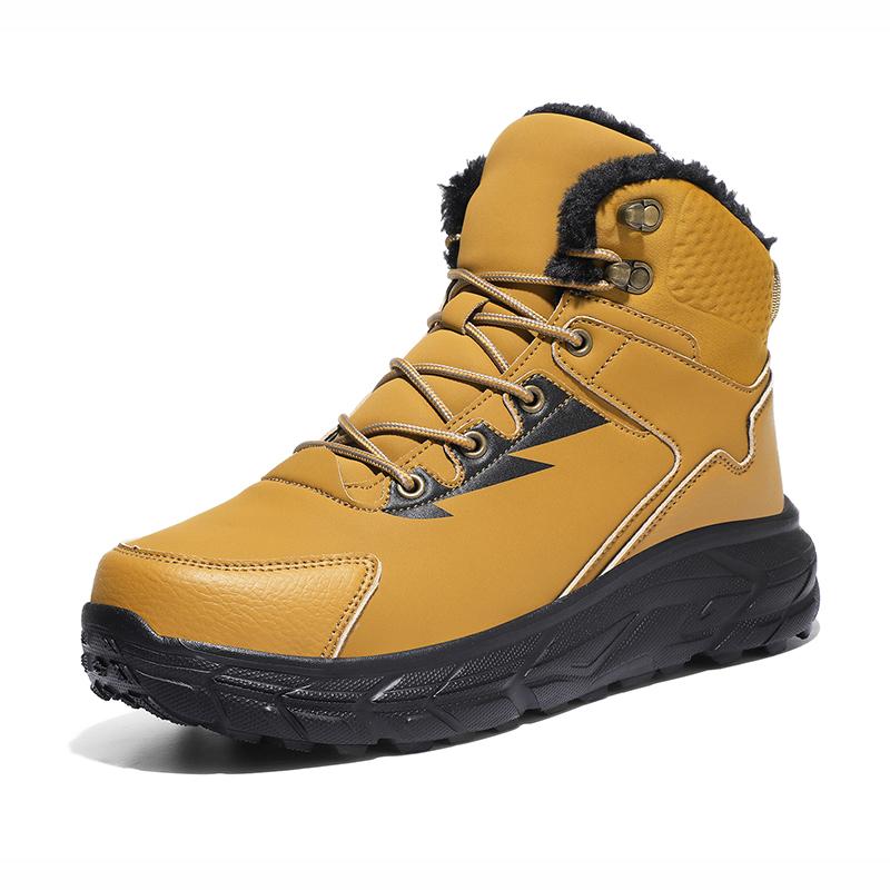 Fashion Outdoor Men Climbing Hiking Shoes Winter Man Boots Plush Warm Walking Sneakers Leather Mens Snow Boots Non-slip Work Ankle Boots