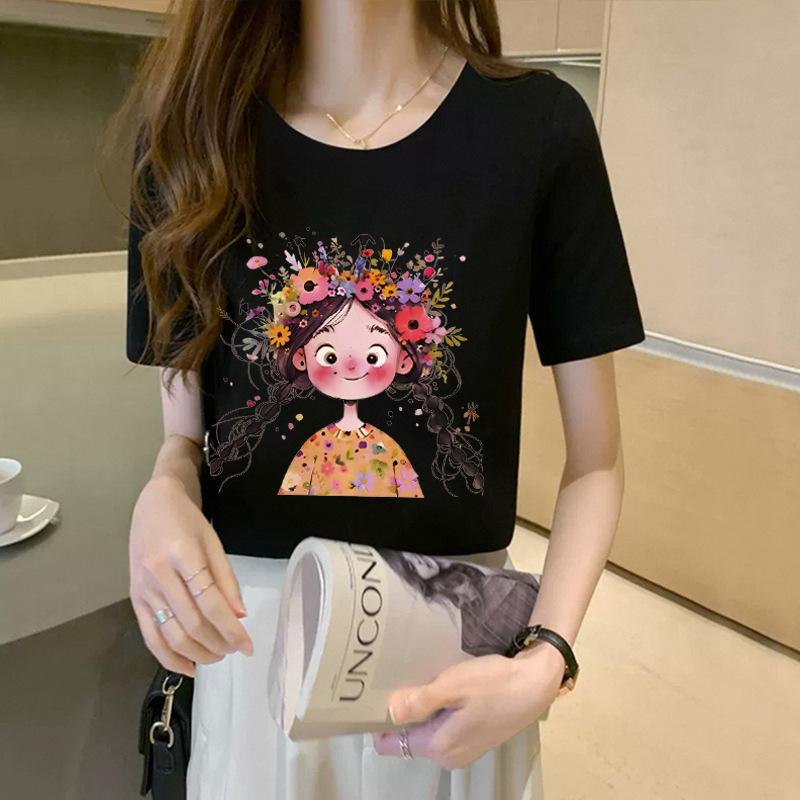 Niche Non-stop Style Pure Cotton Short-sleeved T-shirt for Women's New Versatile and Fashionable Slim Top for Summer