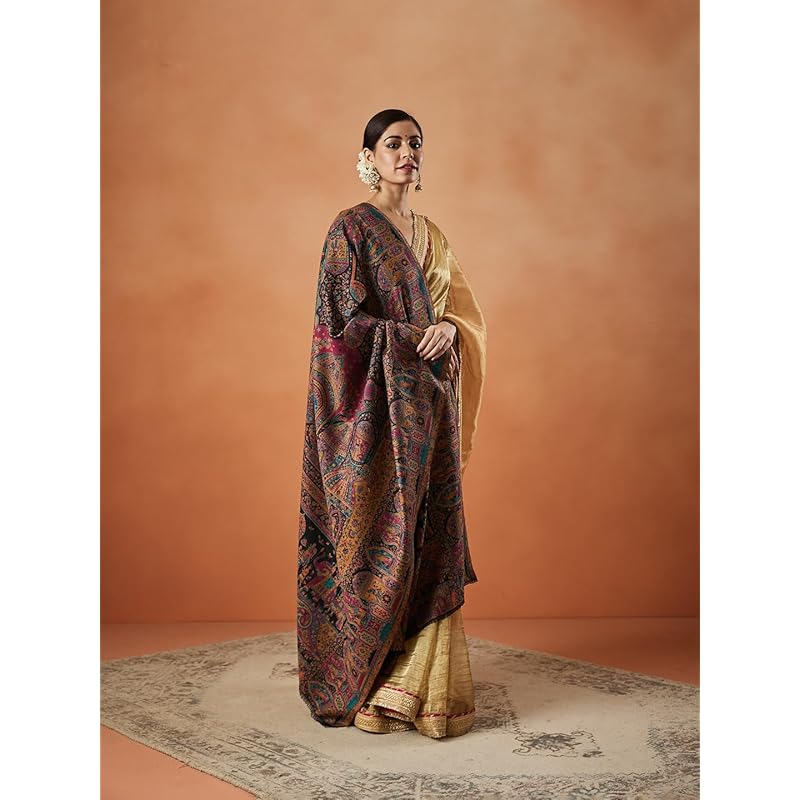 Women Surmai Kaani Wool Blend Kashmiri Shawl (Size: 101X203 CM)