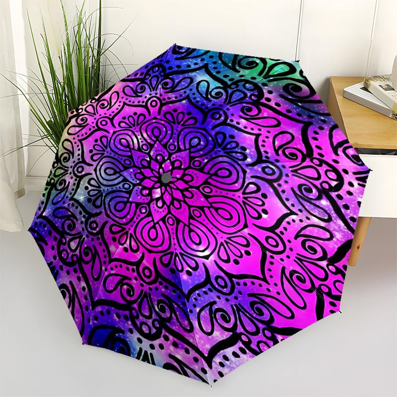 

1pc Mandala Cosmic Automatic Open/close Folding Umbrella, Compact Portable Travel Umbrella, Cute Umbrella, Durable Construction yy260328005