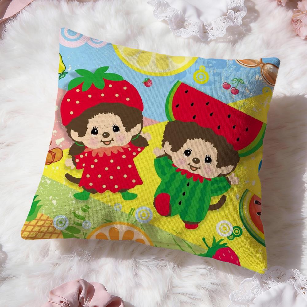 Cartoon M-MonchhichiS Cushion Cover Premium Comfort Reversible Pillow Cove -Two in One Design for Any Room & Car Interior