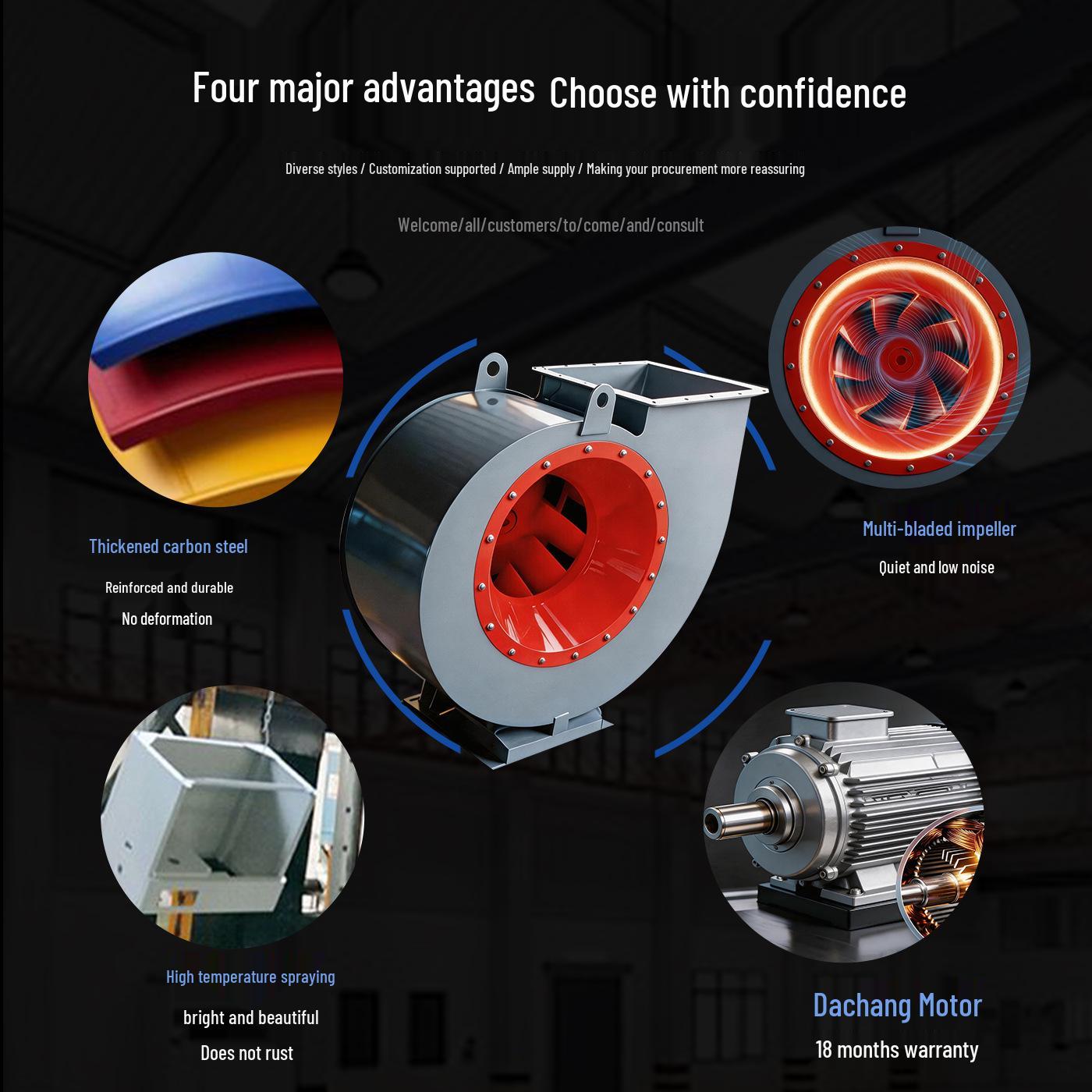 

4-72 Industrial General-Purpose Centrifugal Fan for Dust Removal & Smoke Exhaust, 380V