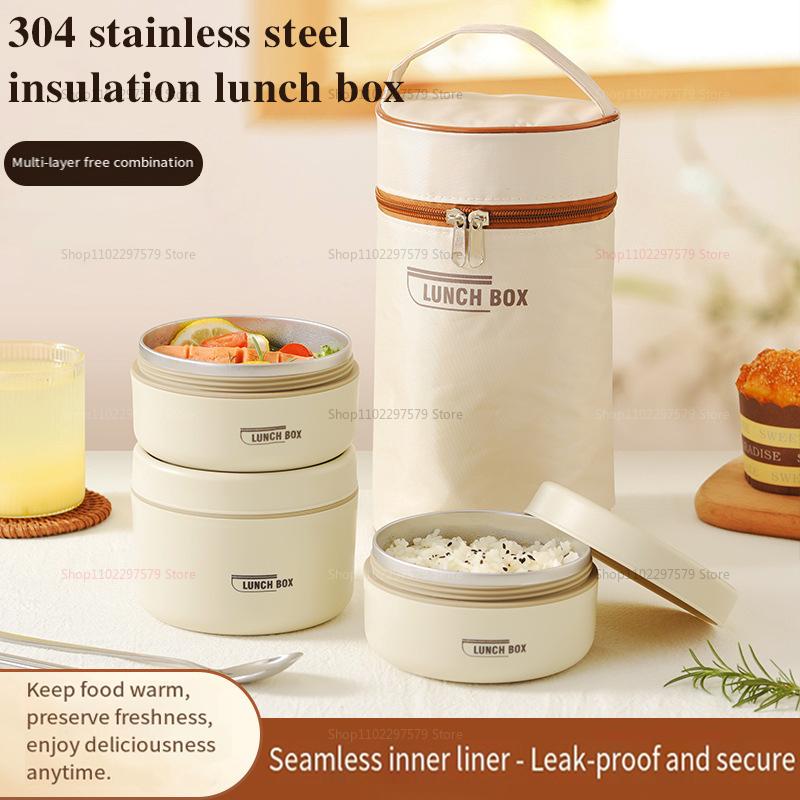 Stainless Steel Insulated Lunch Box for Office Workers and Students Multi-Layer Sealed Bento Box Microwave Safe Food Storage