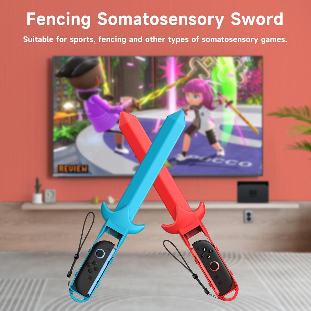 Switch 2 Sports Game Controller Set: Fencing, Tennis Racket & Racing Wheel