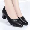 Soft leather single shoes low heel spring and autumn soft sole comfortable leather shoes medium heel shoes new