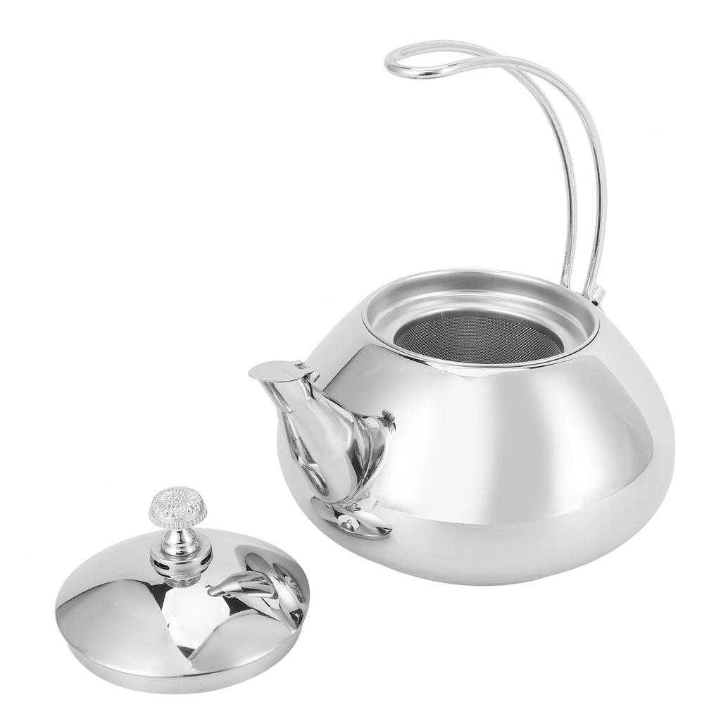 304 Stainless Steel Teapot Coffee Pot Cold Water Kettle with Filter Tea Making ContainerSilver 1.5L