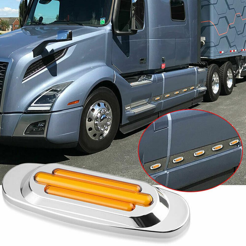 10PCS Waterproof 16-LED Trailer RV Side Marker Turn Signal Lights Chrome 12V-24V  LED Side Mirror Marker Light for Semi Trucks