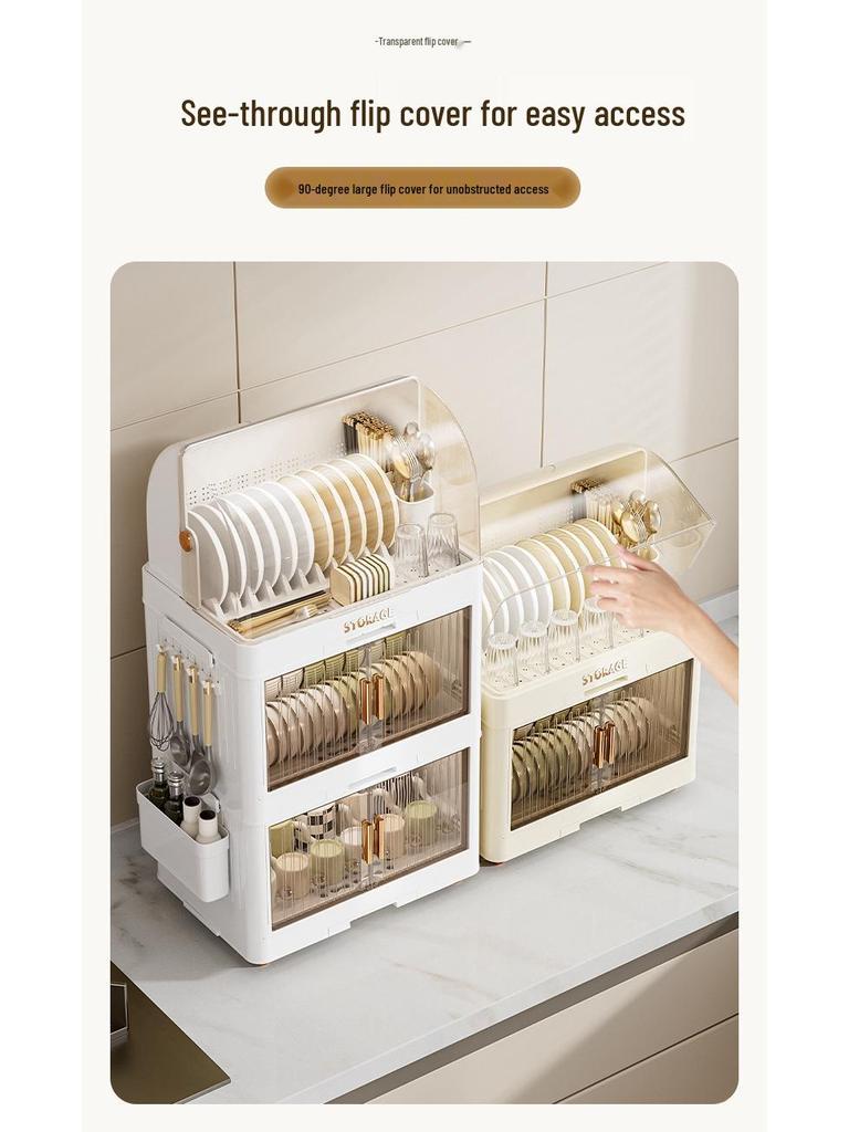 Kitchen Dish Rack with Lid: Bowl, Chopstick, and Cutlery Organizer
