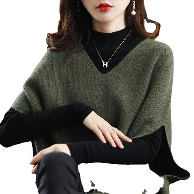 2025 Spring Loose V-Neck Drop Shoulder Vest - Solid Color Casual Sleeveless Sweater