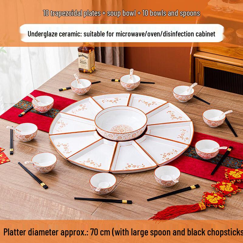 Naijiang Ceramic Fan Plate Dinner Set