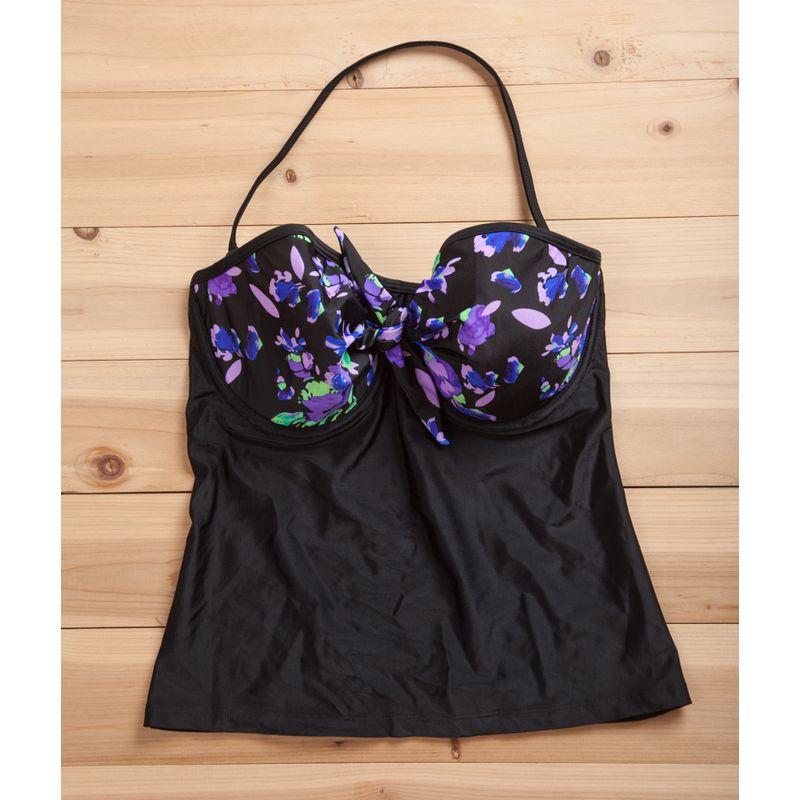 

Купальник раздельный с большим размером чашки в европейском и американском стиле для полных девушек Blue Flower Cup black shirt body 85H(38g)