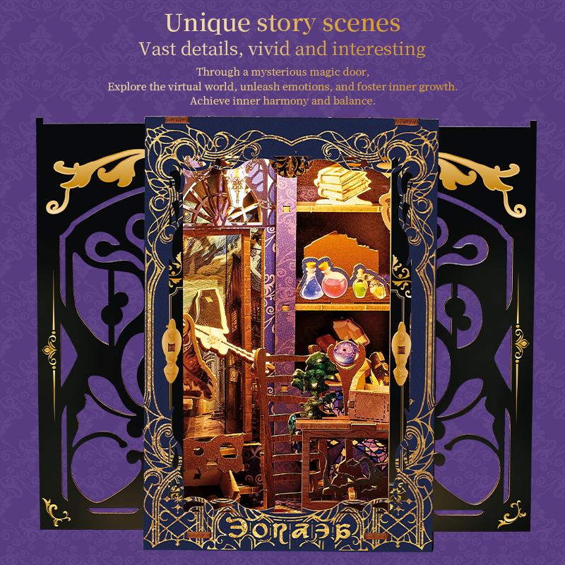 Non-Toxic Magic Academy Wooden Building Blocks Set Model Kit Diy Travel Agency Of The Mind Puzzle Bookshelf Decor Birthday Christmas Gift