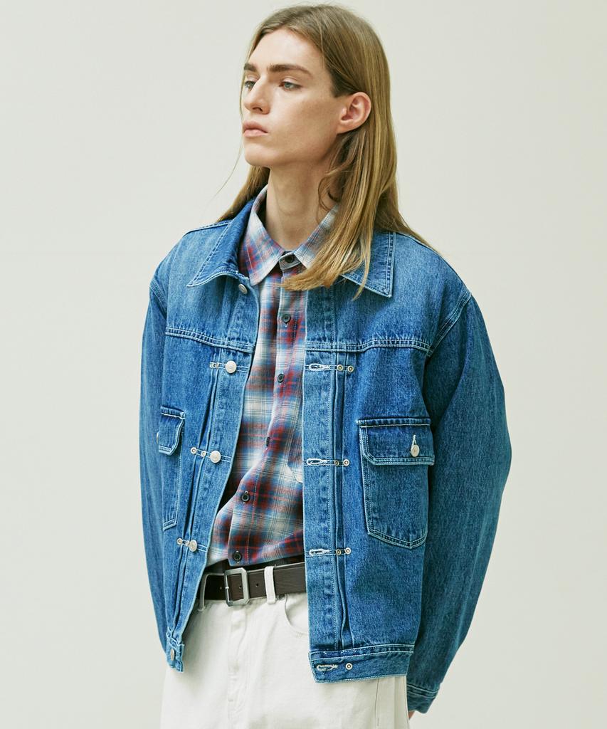 Knd Rivet 2Nd Type Washed Denim Trucker Jacket Blue