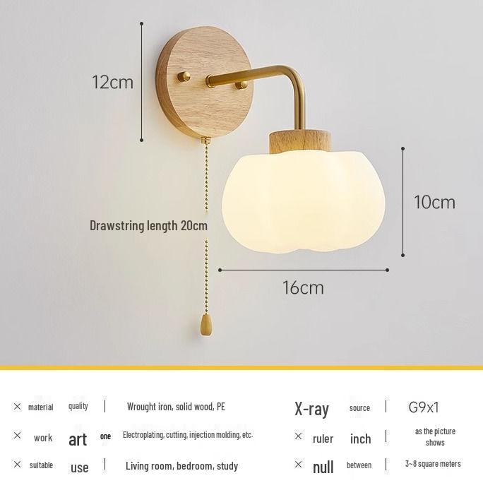 2023 Japanese Wabi-Sabi Solid Wood Wall Lamp – Retro Bedside & Hallway Light
