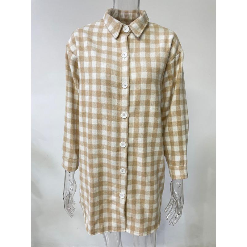 Frühling Herbst Damen Tops Plus Size Plaid Shirt Unregelmäßige Jacke
