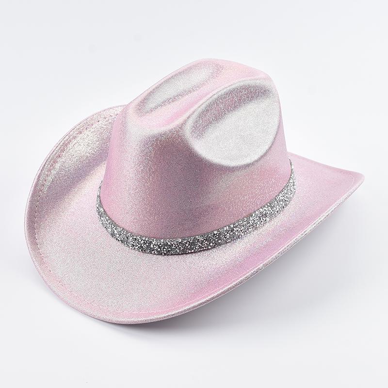 Western Style Cowboy Hat Fashion Roll Up Brim Party Dress Fedora Hat Festival Costume Party Play Cowgirl Hat