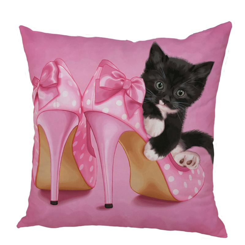 Color Cute Cartoon Dog Square Pillow Cushion Cover Car Sofa Office Chair Polyester  Case Home Decor Ornament