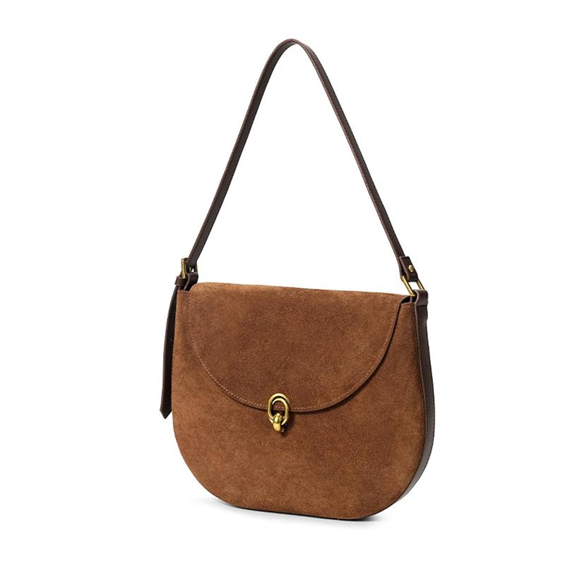 Women's Suede Cow Leather Classic Shoulder Bag Ladies Fashi Designer Luxury Bags Female Retro Durable Cowhide Handbags Lady