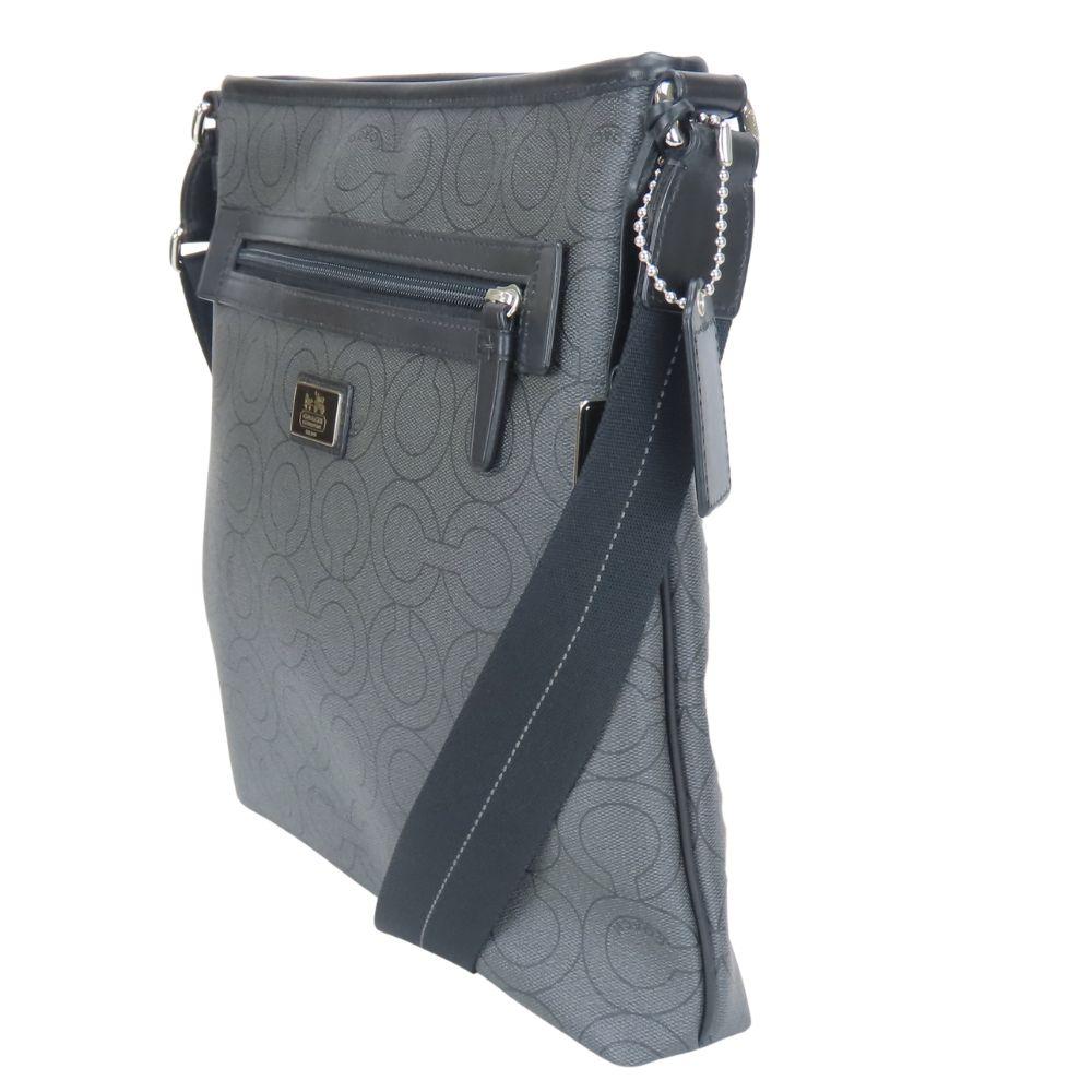 Used COACH Shoulder Bag Op art 70267 PVC gray black