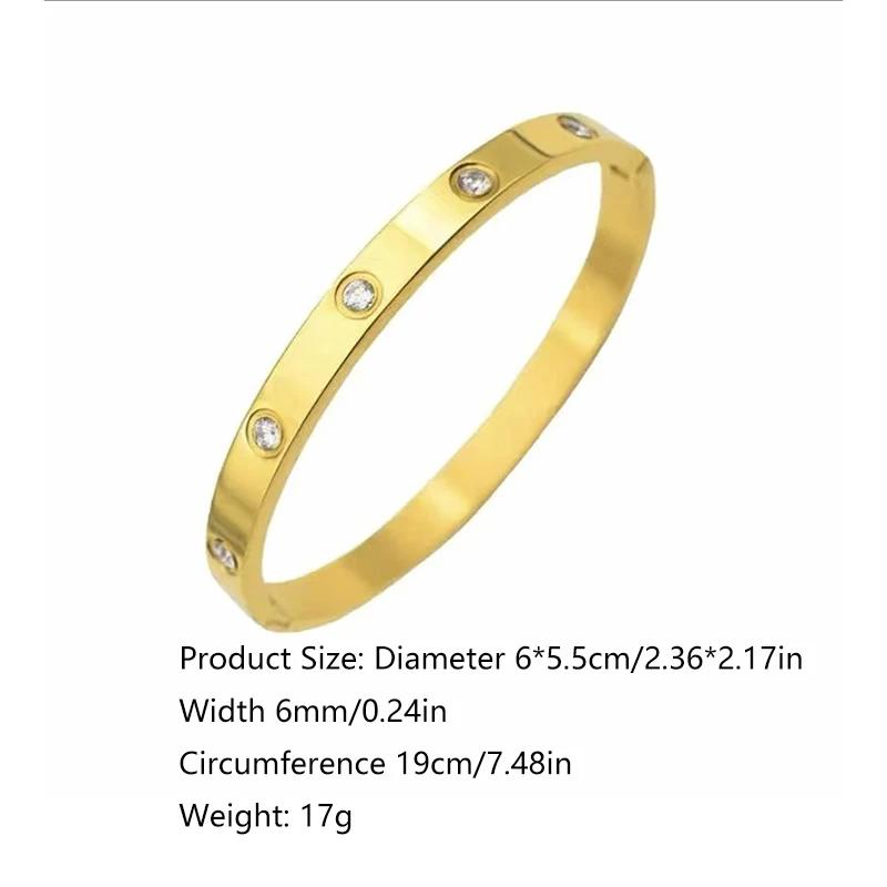 Luxury Love Bangle Bracelet - Gold Sparkling Unisex Hand Zircon, Fashion Gift for Men & Women