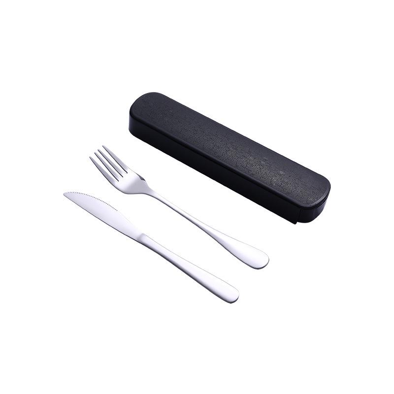 Portable Stainless Steel Cutlery Set: Spoons, Chopsticks, Knife, Fork - Three-Piece Set
