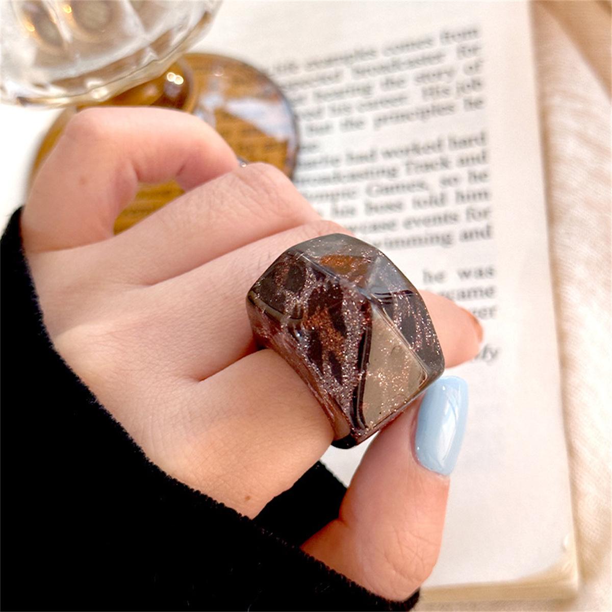 

Fashion Leopard Print Acrylic Rings For Women Fashion Transparent Geometric Resin Finger Rings Female Party Jewelry Gift Men 7