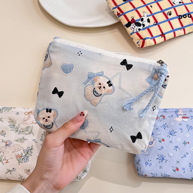 Mini-Baumwoll-Blumen-Organizer-Taschen für Damen, kleine Stoff-Kosmetik-Make-up-Tasche, kleine Geldbörse, Münzfach, Kinder-Kosmetiketui