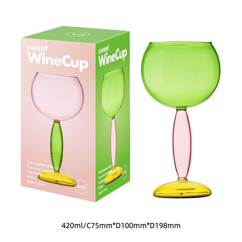 

Creative Multicolored High Borosilicate Wine Goblet Glass Bordeaux Glass Mug Burgundy Champagne Wine Glasses Cocktail Glass as pictures show
