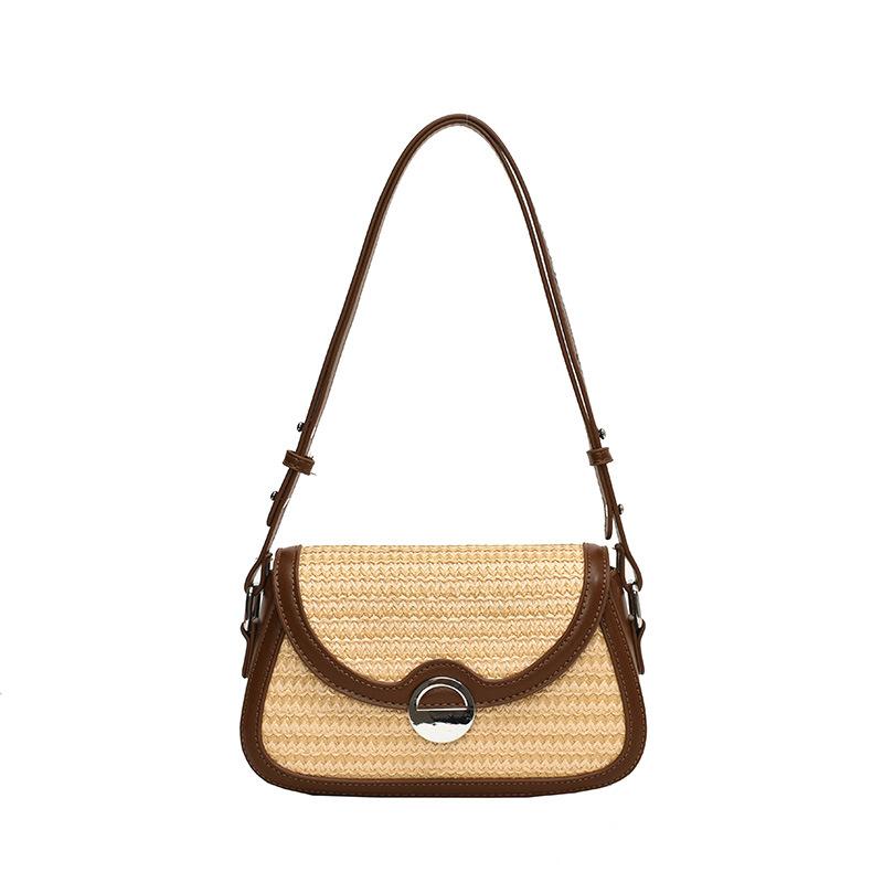 New popular niche design Mori straw woven armpit small square bag versatile foreign style commuting seaside vacation messenger bag