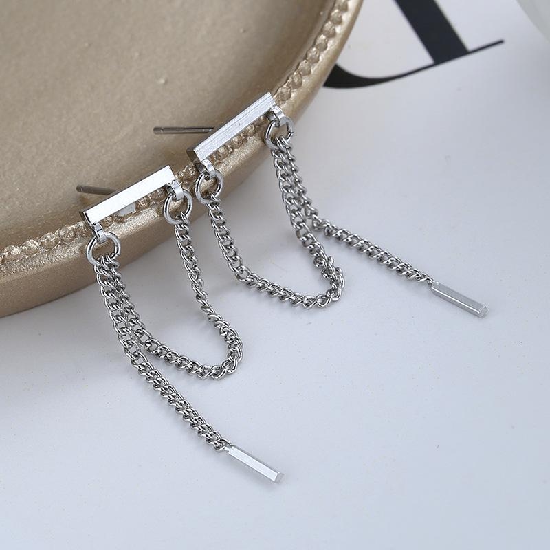 Tassel Earrings Long Femininity Luxury Simple Fashionable Geometric Chain Earrings Cold Wind