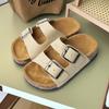 Children's Birkenstock Cork Fabric Retro Double Buckle Sandals - Thick Sole, Non-Slip, Summer Outdoor Shoes for Boys.