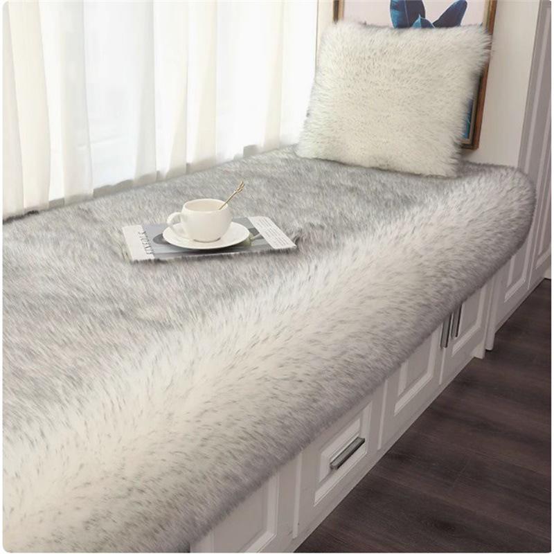 Plush White Faux Wool Rug for Bedroom, Living Room, and Bay Window.