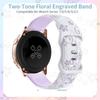 20mm Silicone Strap Flower Design Floral Engraved Two-color For Amazfit GTR, Huawei,Garmin Samsung Galaxy Watch 7 6 5 4