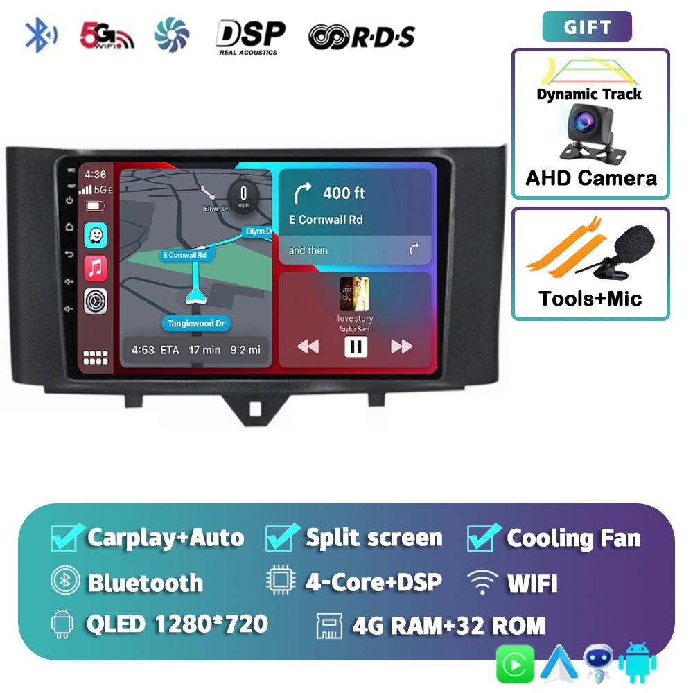 Android 14 Carplay Auto Car Raido For Mercedes Benz Smart Fortwo 451 2010-2015 Multimedia Video Player Autoradio GPS 4G Stereo