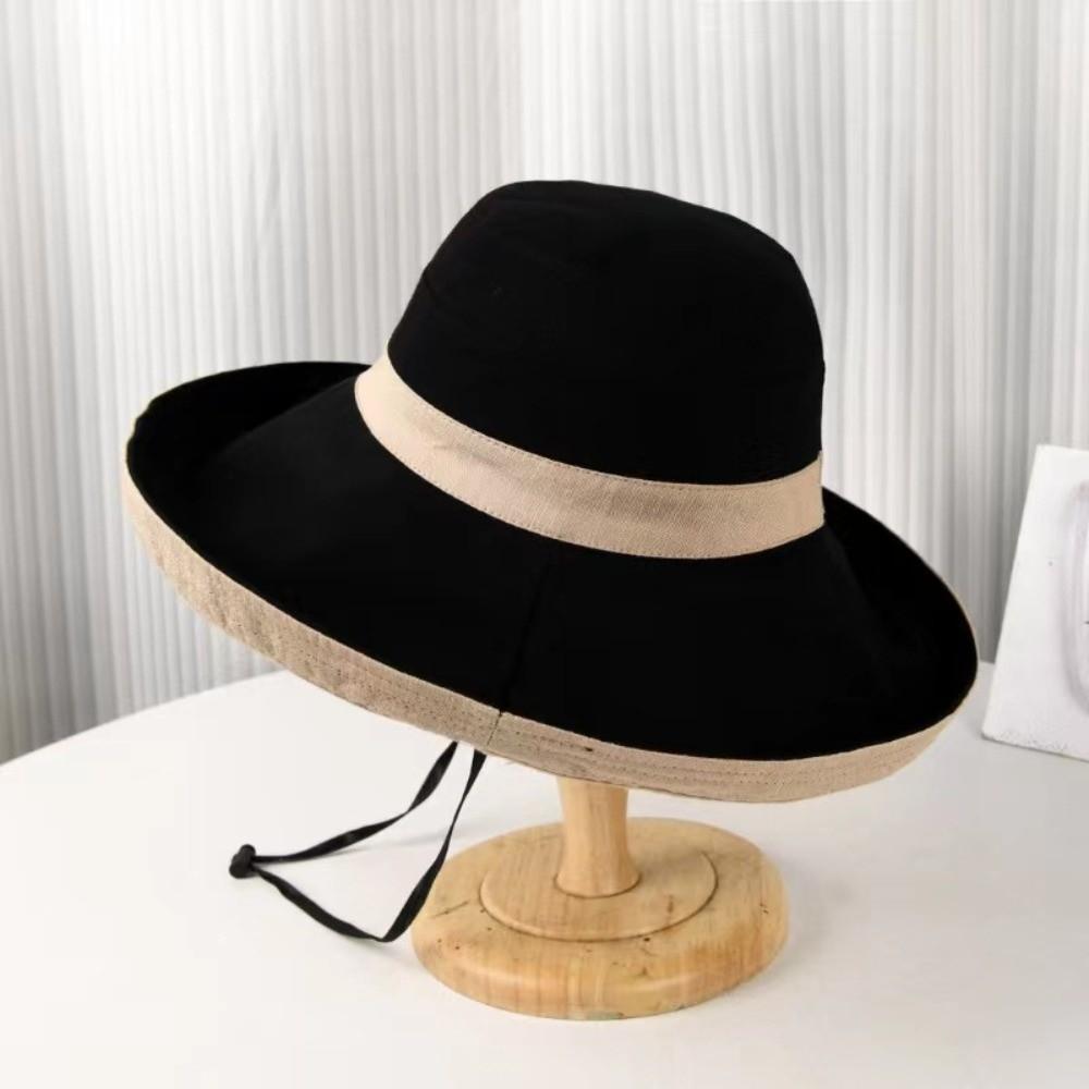 Solid Color Bucket Hat Curled Brim Beach Hat Fashion Outdoor Hat  Hiking чёрный