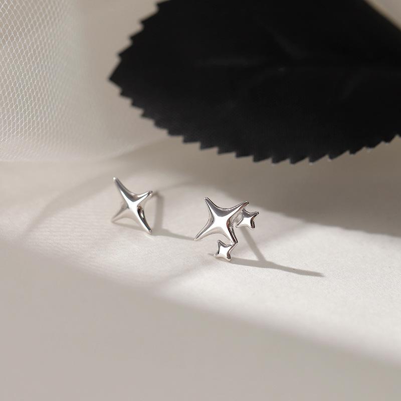 Earrings Four-Pointed Staearrings For Women Korean New Style Trendy Asymmetric Staearrings Cold Style Small Earrings