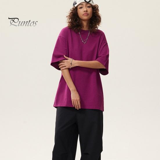 

Летняя футболка унисекс с круглым вырезом и половиной рукавов, свободный крой, однотонный пуловер средней длины, повседневная повседневная одежда, спортивный топ для путешествий M белый