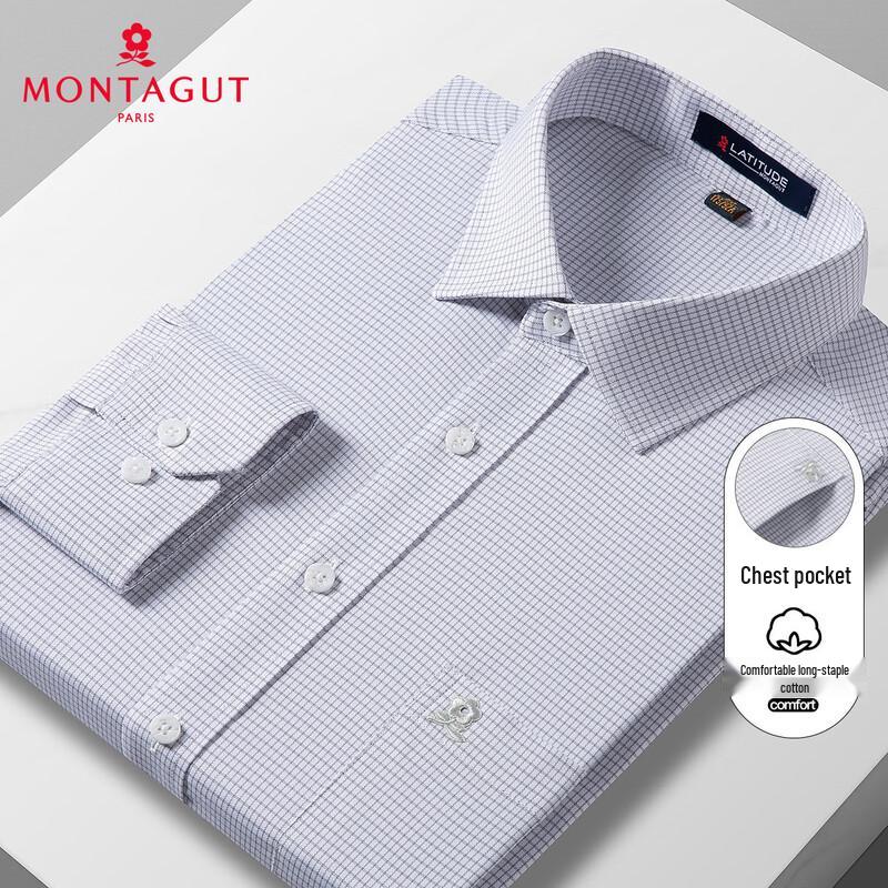 MONTAGUT Men s Plaid Casual Long Sleeve Shirt 54