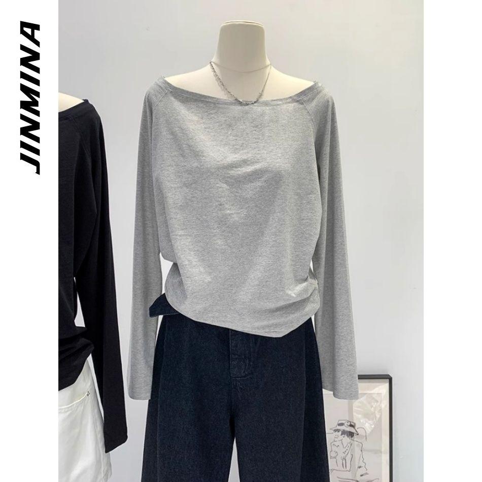 

Knit Asymmetric Shoulder Tops Women Casual Slim Fit Long Sleeve Shirt XL чорний