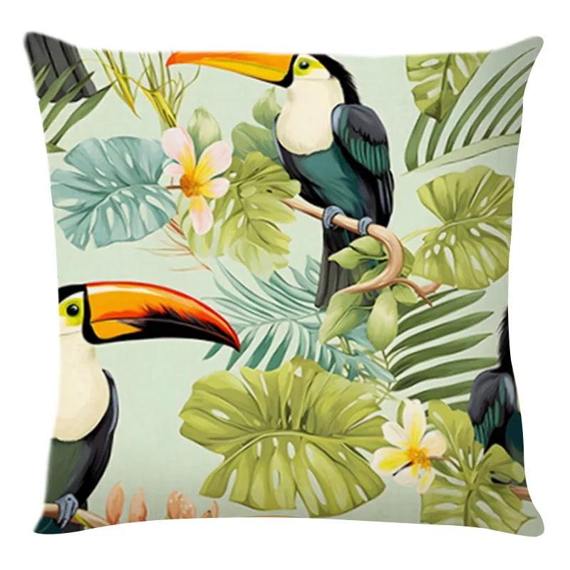 Monstera Floral Print Home Decor Pillowcase Bedroom Living Room Sofa Decoration Polyester Cushion Cover With Zipper