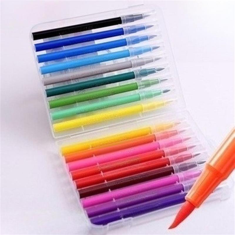 Watercolor Pens 18 Colors Washable Watercolor Pens Stationery Soft Tipped Watercolor Pen Art Painting Marker Pen School Supplies