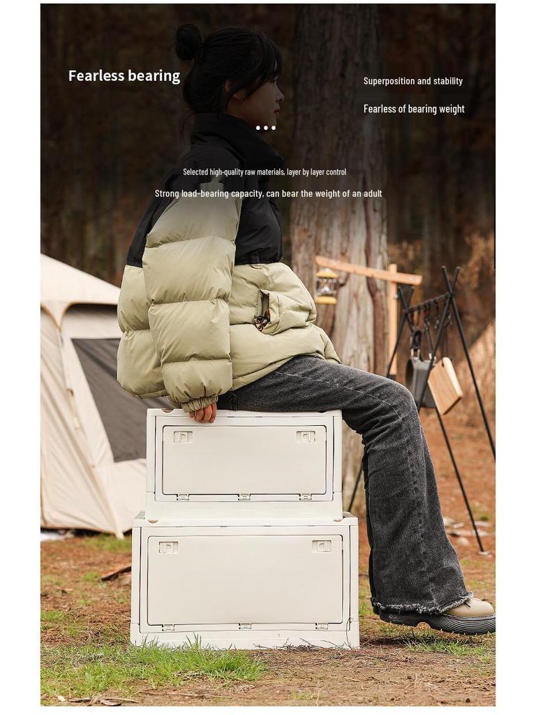Faltbare Outdoor-Camping-Aufbewahrungsbox mit Holzdeckel