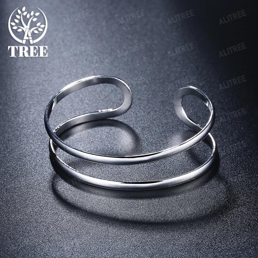 High Quality 925 Sterling Silver Double Line Bangle For Man Women Adjustable Bracelet Fashion Party Wedding Streetwear Jewelry