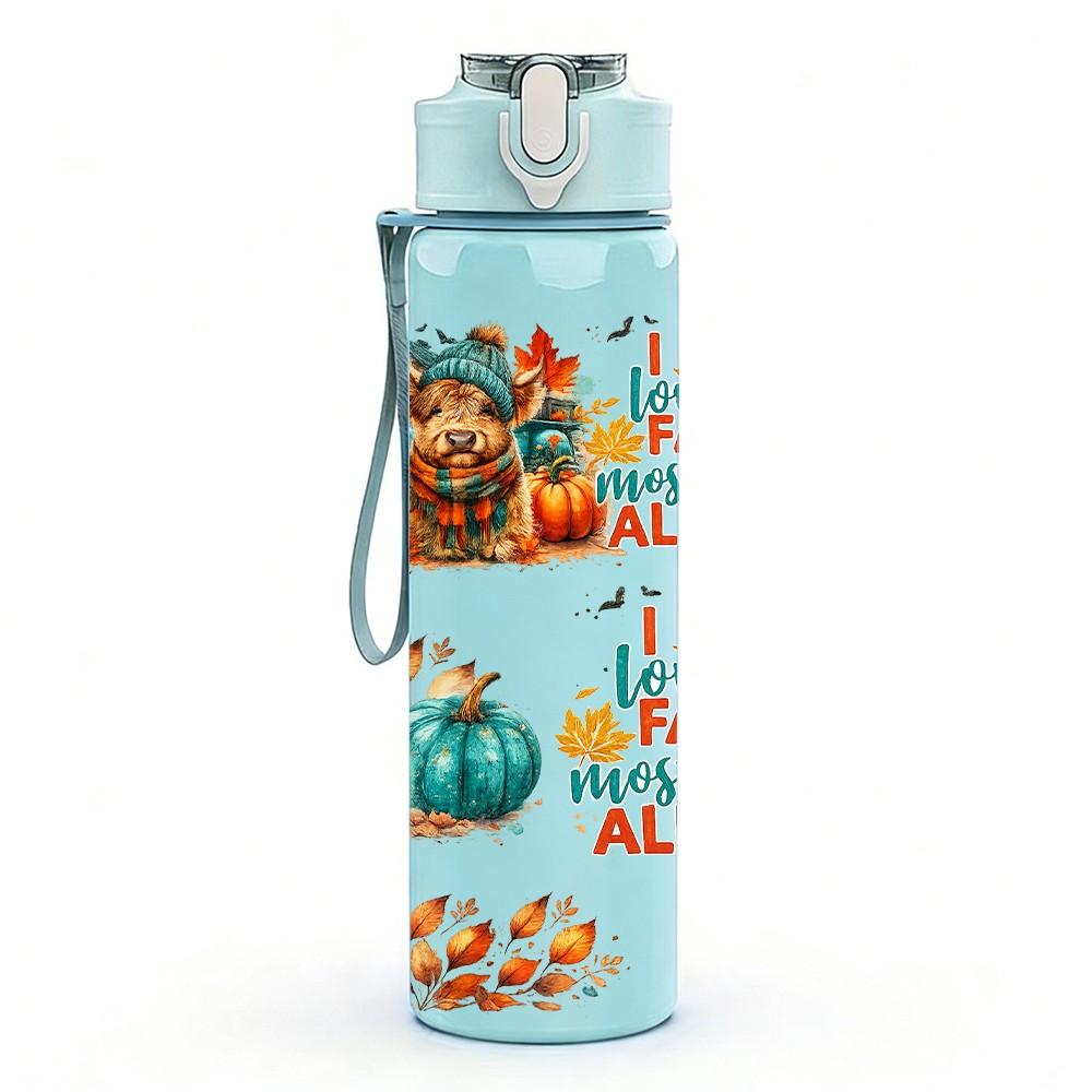 1PC Fall Harvest Autumn Quote Art Print 750ml Color Plastic Sports Water Bottle Leakproof Flip Straw Lid Suitable for Sports Office Home Use