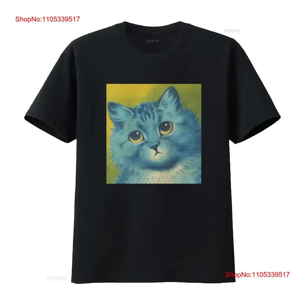 Blue Cat Louis Wain Painting T Shirt Art Nouveau Modern for Her Him Lover vintage Washed Everyd