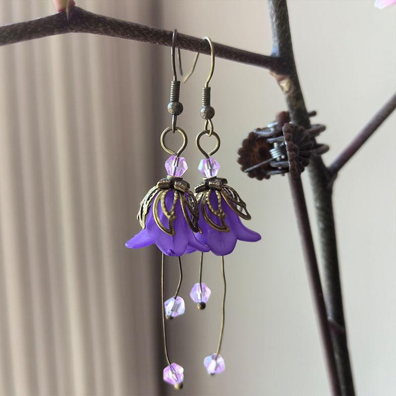 Ametystové náušnice - Květinové náušnice - Květinové náušnice - Woodland Náušnice - Fialové náušnice