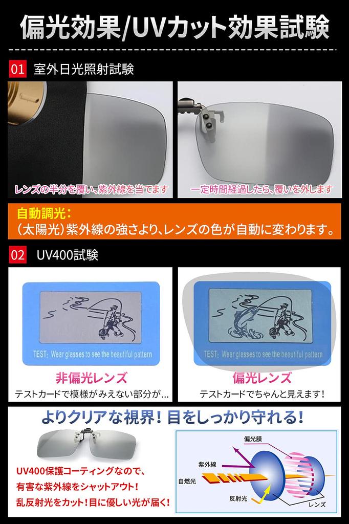 Photochromic Polarized for Driving [KANGYONG] Clip-on Sunglasses, Lenses, Clip-on, Flip-up,