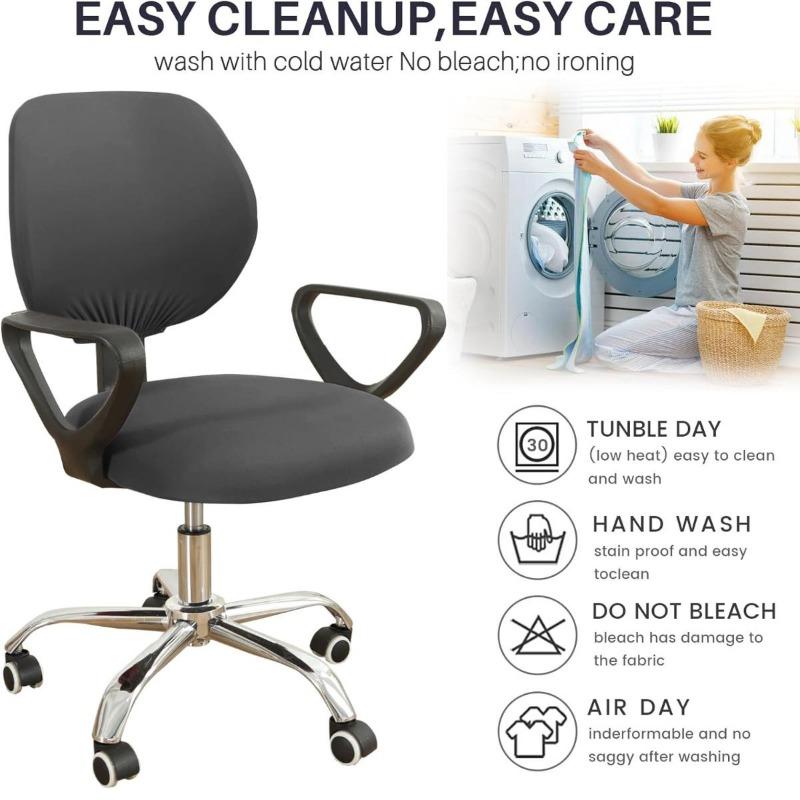 Spandex Stretchable Desk Office Chair Seat Covers Washable Rotating Backrest Coverings Cushion Pets Protectors Universal Computer Chair Slipcover