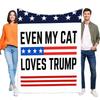 EVEN MY CAT LOVES TRUMP Patriotic Blanket with Stars and Stripes Soft Throw for Bed Sofa Decor, Perfect Gift for Cat Lovers and